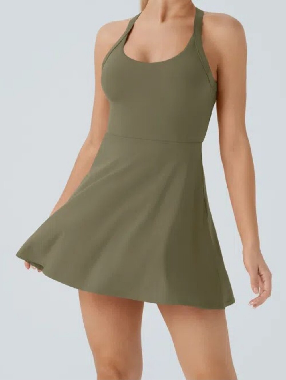 Halara SoftlyZero™ Backless Twisted Active Dress/Green - Picture 3 of 16